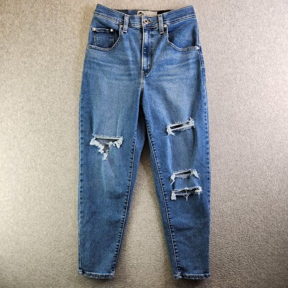 Levis Silvertab Jeans Womens 27 Blue Mom Jean Distressed Tapered High Rise VTG - Picture 16 of 16